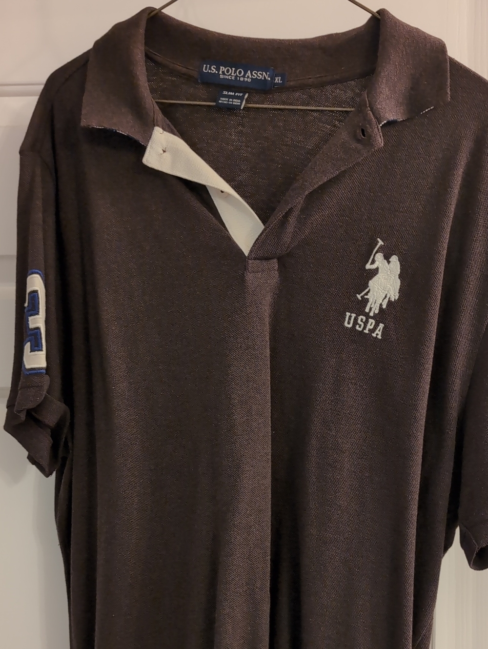 Mens U.S. Polo Assn. Brown Polo with White Embroidered Logo